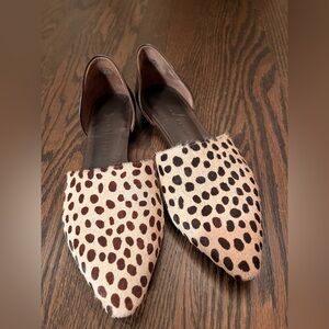 Jenni Kayne D'Orsay Flats in a cheetah print calf hair with brown leather.